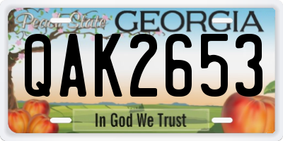 GA license plate QAK2653