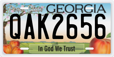 GA license plate QAK2656