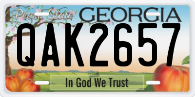 GA license plate QAK2657