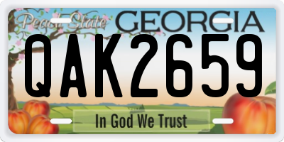 GA license plate QAK2659