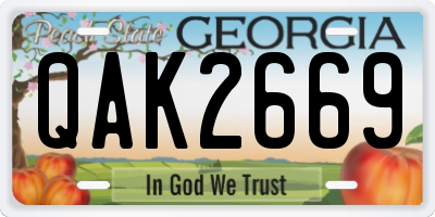 GA license plate QAK2669