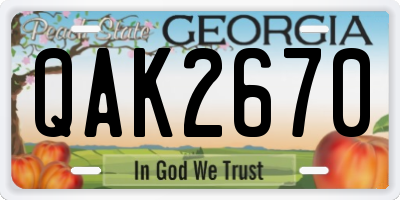 GA license plate QAK2670