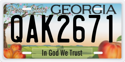 GA license plate QAK2671