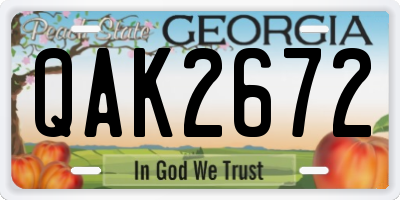 GA license plate QAK2672