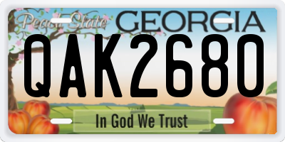 GA license plate QAK2680