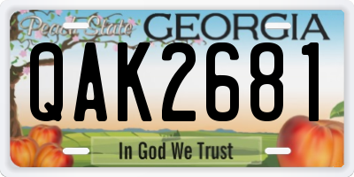 GA license plate QAK2681