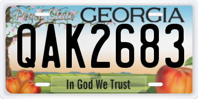 GA license plate QAK2683