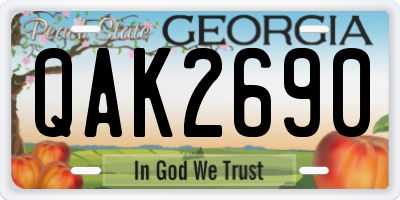 GA license plate QAK2690
