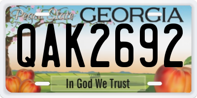 GA license plate QAK2692