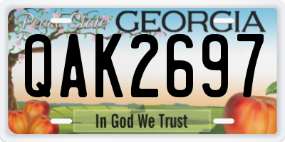 GA license plate QAK2697