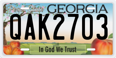 GA license plate QAK2703