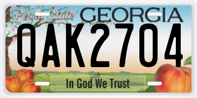 GA license plate QAK2704