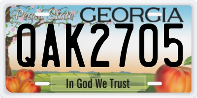 GA license plate QAK2705