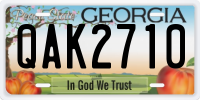 GA license plate QAK2710