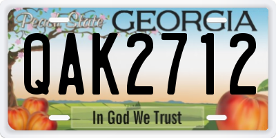 GA license plate QAK2712