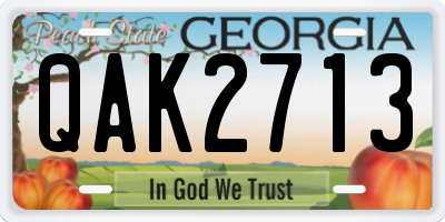 GA license plate QAK2713