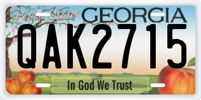 GA license plate QAK2715