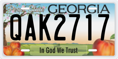 GA license plate QAK2717