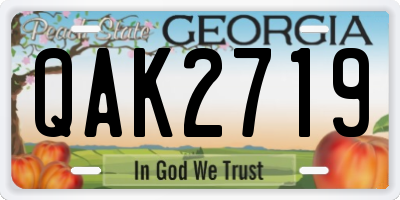 GA license plate QAK2719