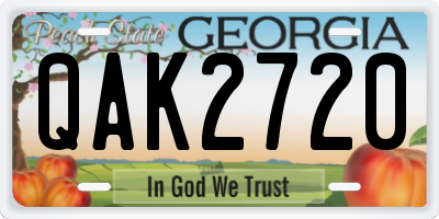 GA license plate QAK2720