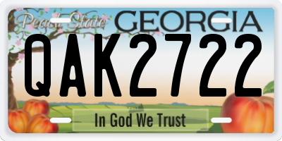 GA license plate QAK2722