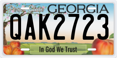 GA license plate QAK2723