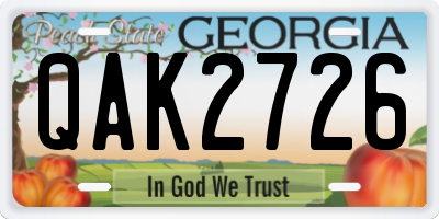 GA license plate QAK2726