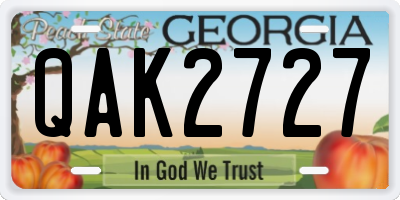 GA license plate QAK2727
