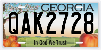 GA license plate QAK2728