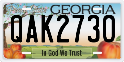 GA license plate QAK2730