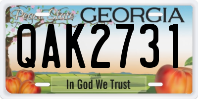 GA license plate QAK2731