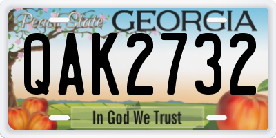 GA license plate QAK2732
