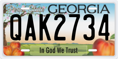 GA license plate QAK2734