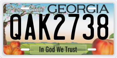 GA license plate QAK2738