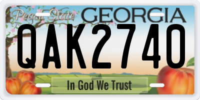 GA license plate QAK2740