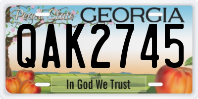 GA license plate QAK2745