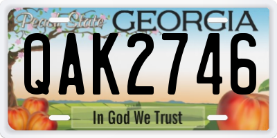 GA license plate QAK2746