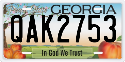 GA license plate QAK2753