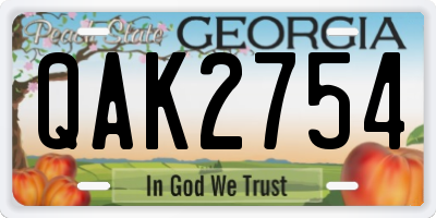 GA license plate QAK2754