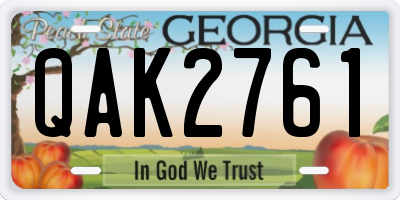 GA license plate QAK2761