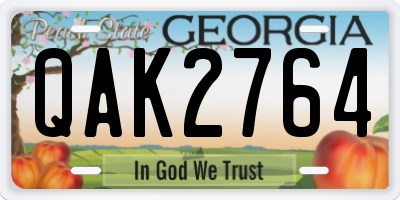 GA license plate QAK2764