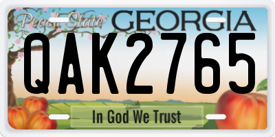 GA license plate QAK2765