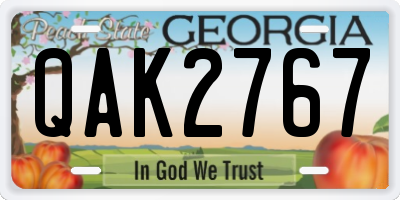 GA license plate QAK2767