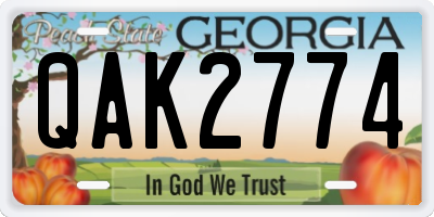 GA license plate QAK2774