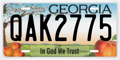 GA license plate QAK2775