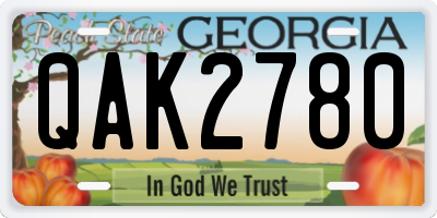 GA license plate QAK2780