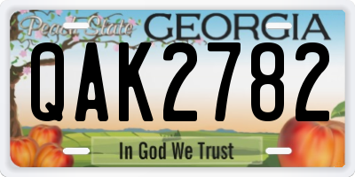 GA license plate QAK2782