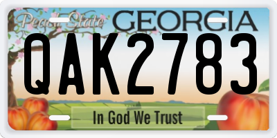 GA license plate QAK2783