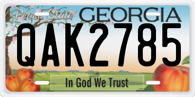 GA license plate QAK2785