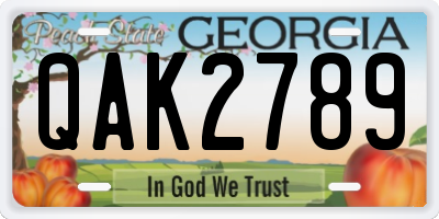 GA license plate QAK2789